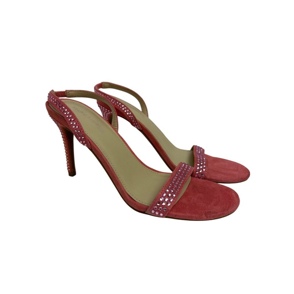 Marc Fisher Betila Women's Sandals Slingback Heeled Rhinestone Pink Size 9 Shoes